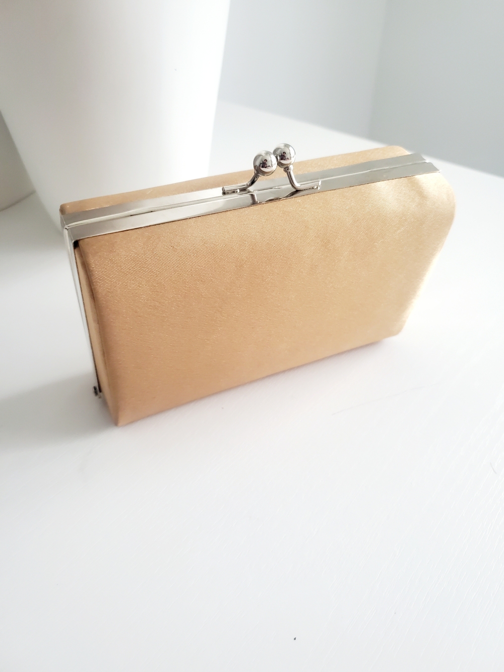 Gold Satin Kiss-Lock Clutch - Y2k